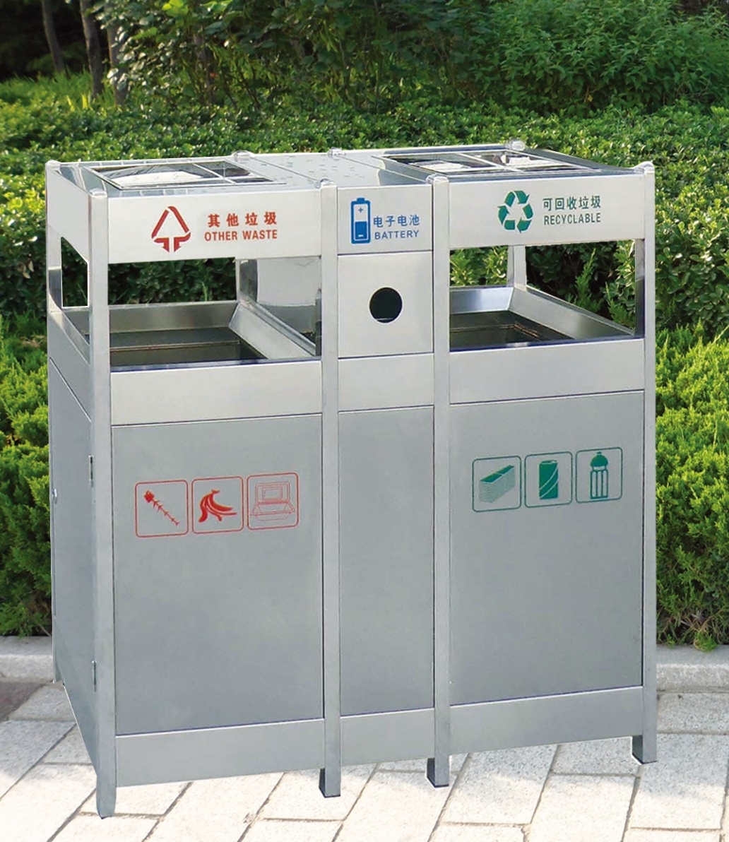 淄博不銹鋼分類垃圾桶，濟寧不銹鋼分類果皮箱