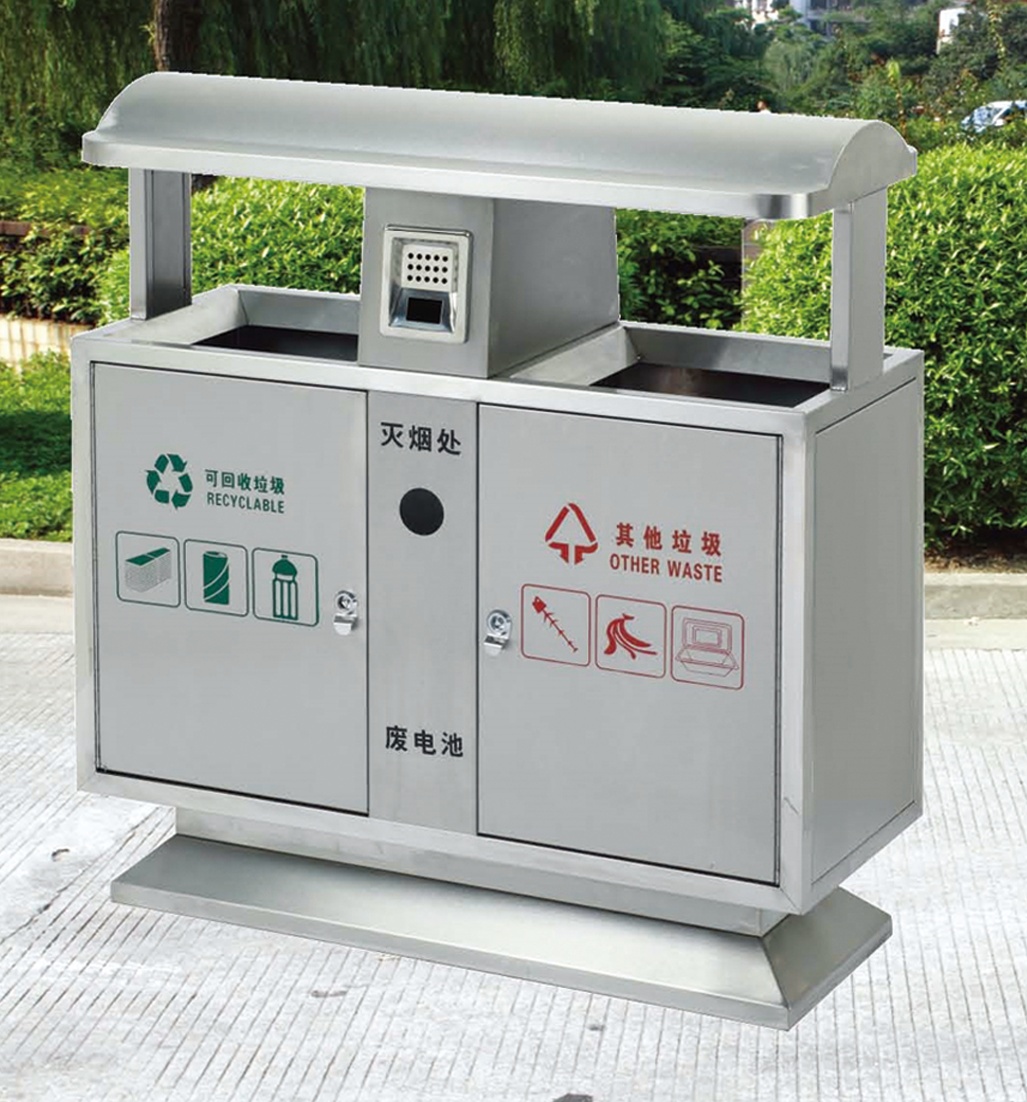 山東不銹鋼果皮箱，濰坊不銹鋼分類垃圾桶